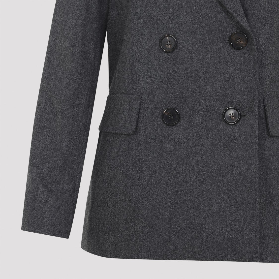 Max Mara Double-Breasted Charcoal Grey Wool Blend Jacket