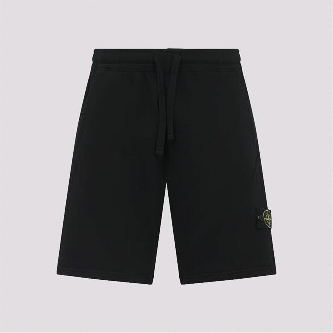 Stone Island Black Shorts With Drawstring Waist And Logo Patch