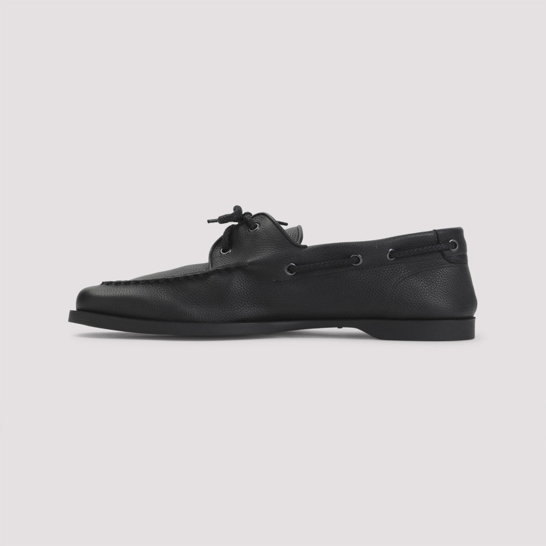 John Lobb Black Grained Leather Foil Loafers