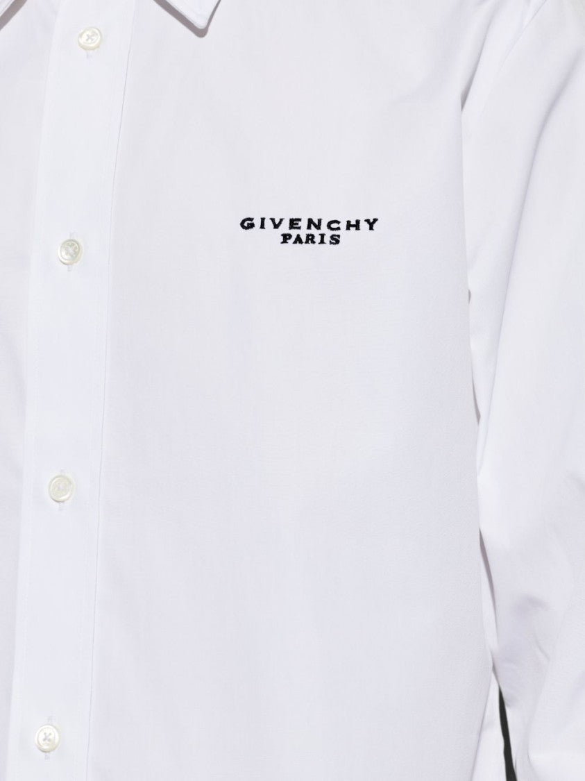 Givenchy White Long-Sleeve Cotton Crisp Collar Shirt
