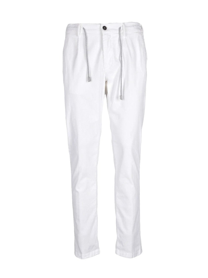 Eleventy Straight-Leg Velvet Trousers With Practical Pockets
