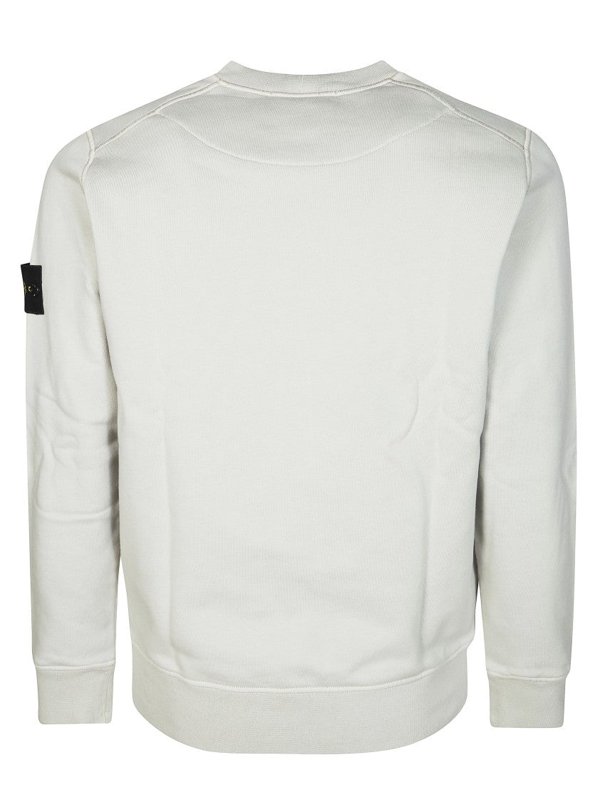 Stone Island Minimalist White Crew Neck Sweatshirt