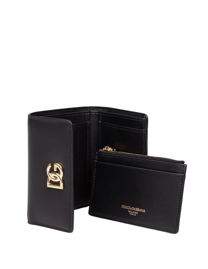 Dolce & Gabbana Black Leather Wallet With Metal Dg Logo