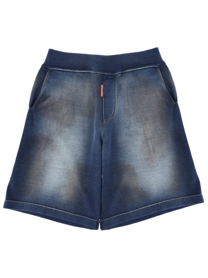 Dsquared2 Faded Wash Elasticated Waistband Cotton Shorts