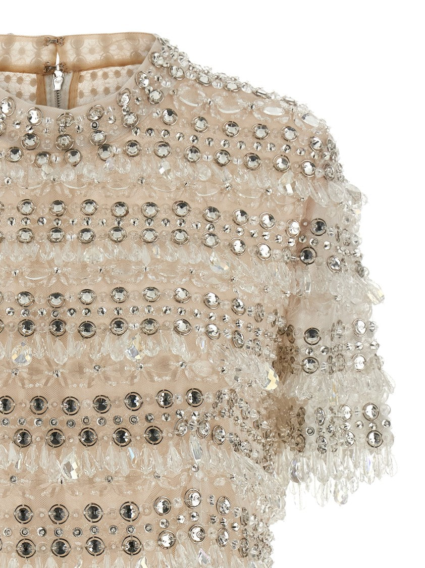 Carolina Herrera 'Crystal-Embroidered Crop' Top