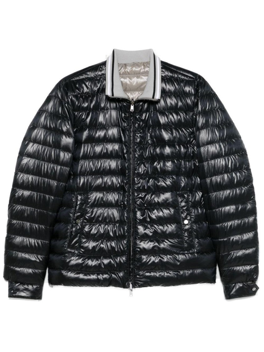 Herno Quilted Black Coat With High Collar