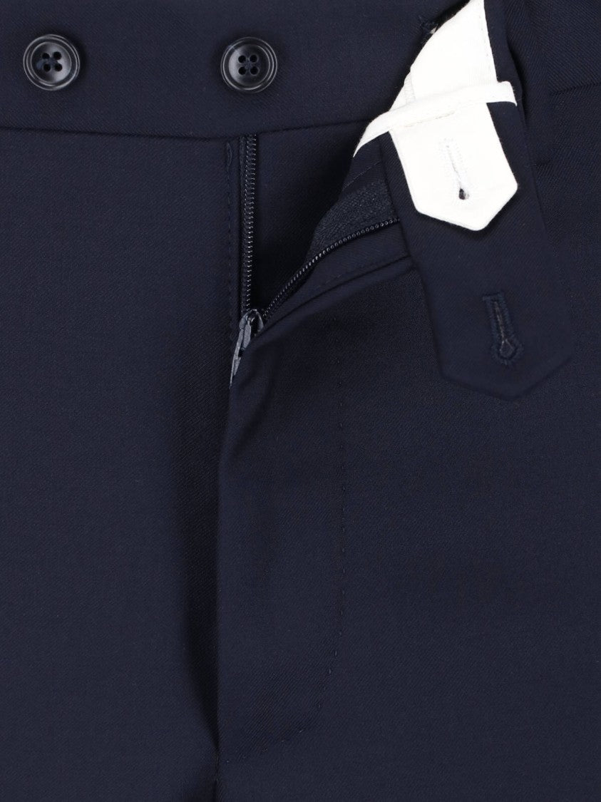 Tagliatore Navy Single-Breasted Peaked Lapel Wool Suit