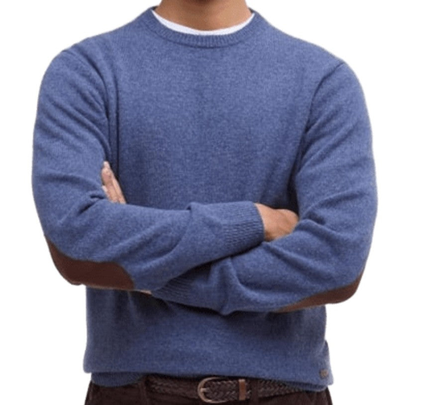 Barbour Dark Indigo Wool Sweater With Alcantara Details