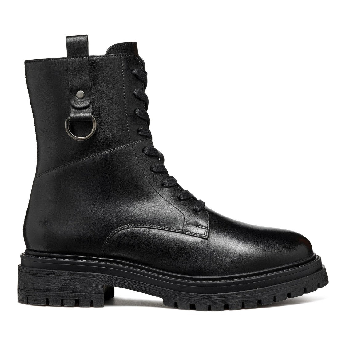 Geox Black Iridea Wool-Lined Lace-Up Leather Boots