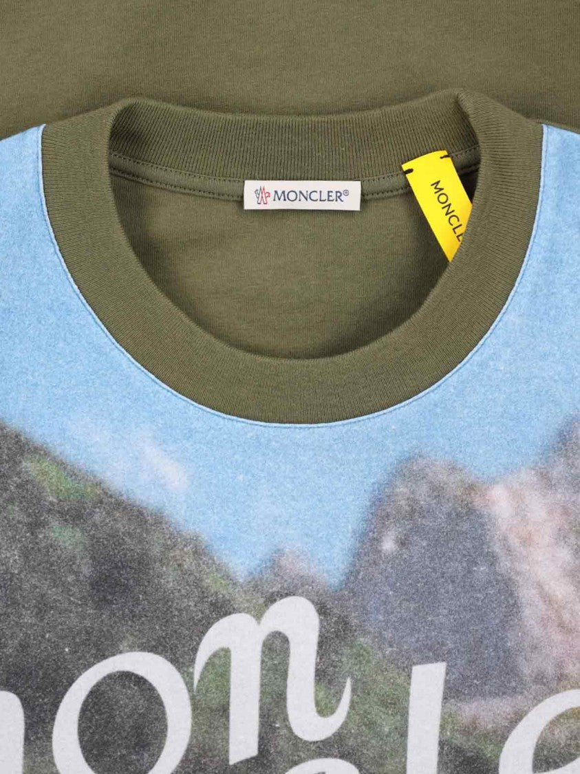 Moncler Genius Nigo Logo T-Shirt, In Green Cotton