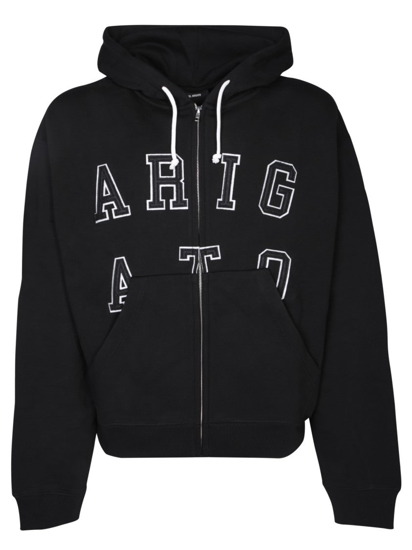 Axel Arigato Zip-Up Black Hoodie With Drawstring Hood