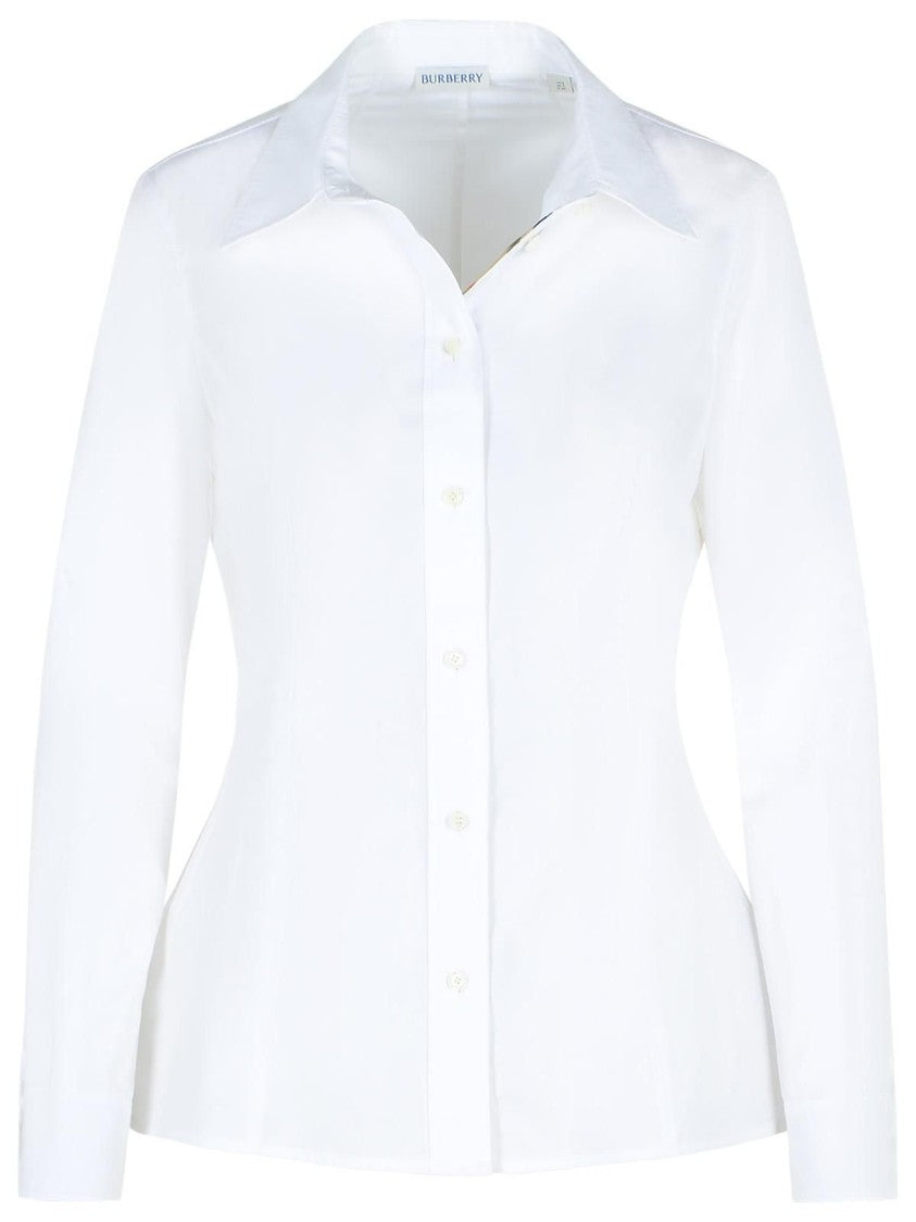 Burberry Tailored White Shirt With Structured Collar And Button-Down Front