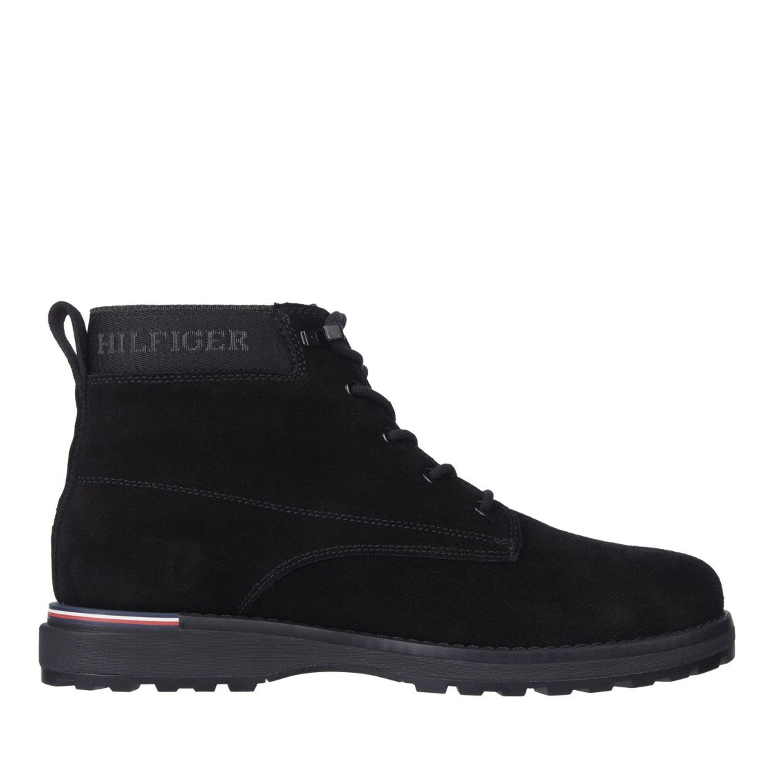 Tommy Hilfiger Black Treaded Sole Suede Leather Boots