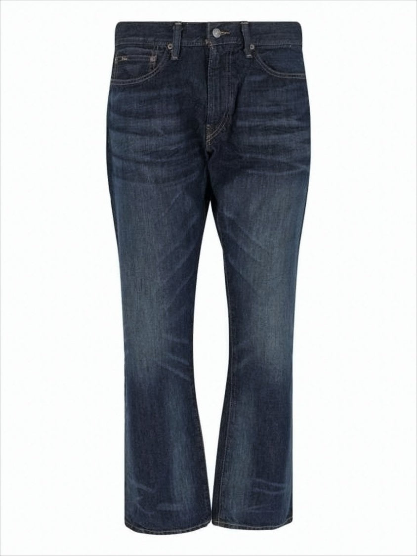 Polo Ralph Lauren Classic Five-Pocket Denim Pants With Leather Accents