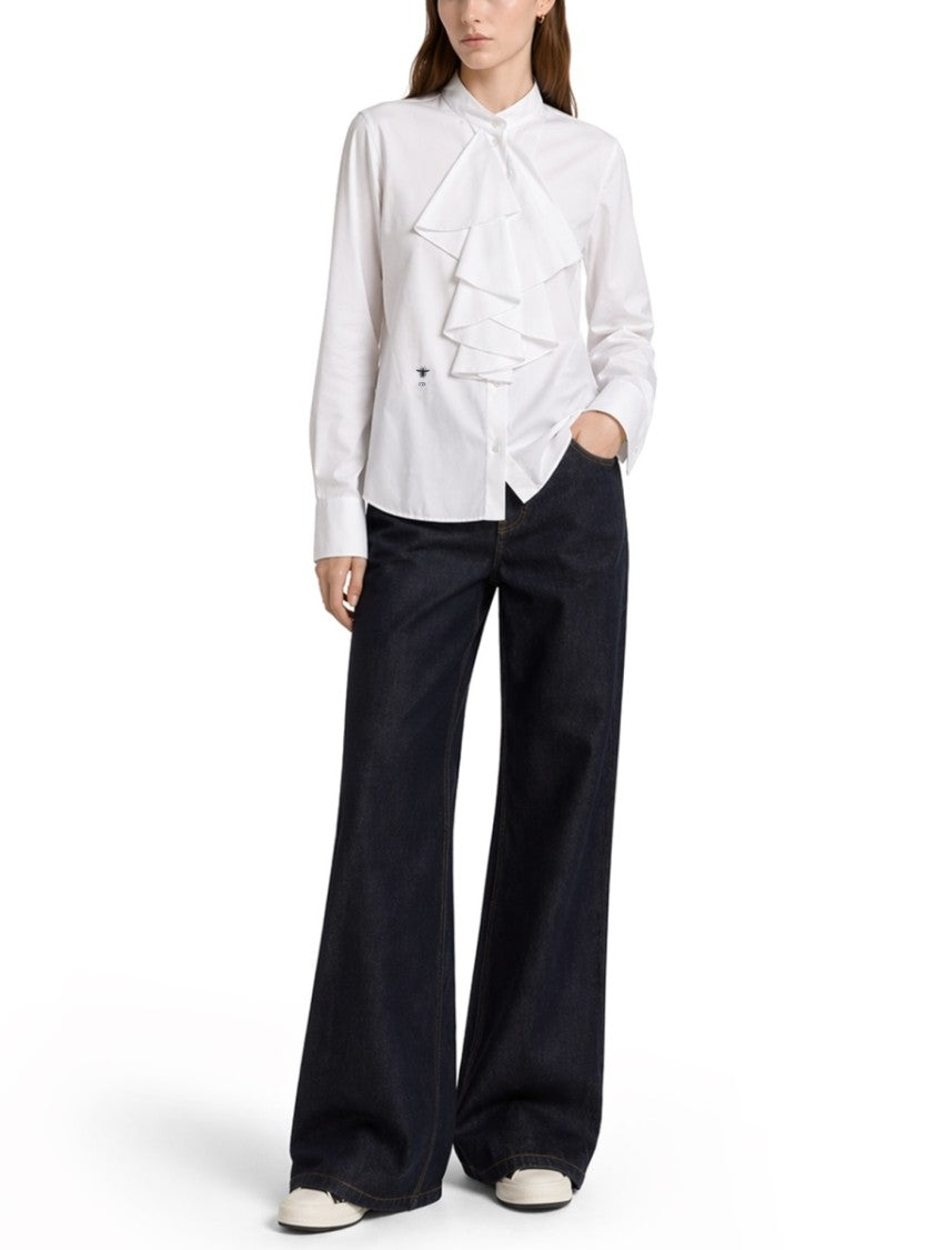 Dior Regular Fit Ruffle Cotton Blouse