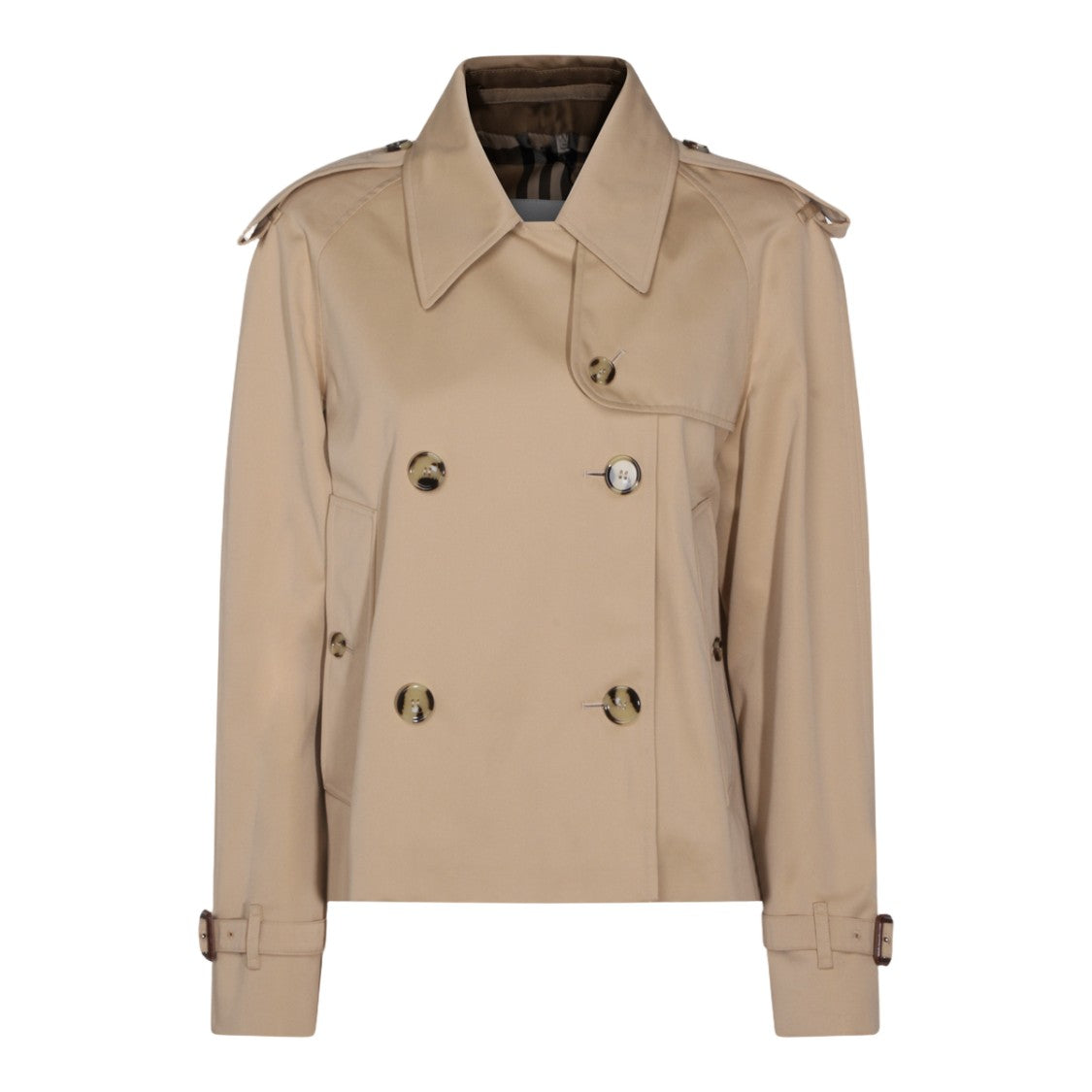 Burberry Cropped Double-Breasted Jacket With Tortoiseshell Buttons