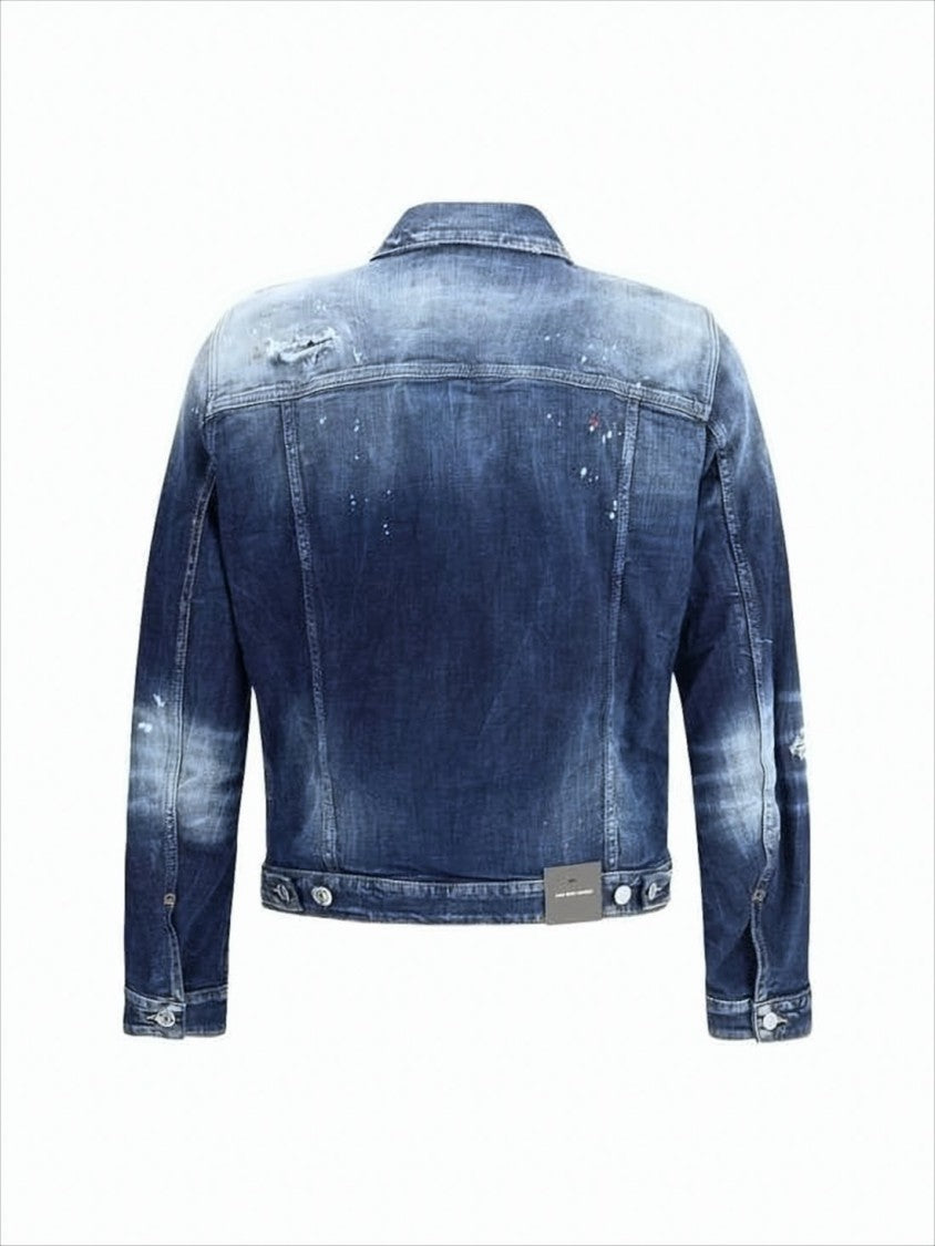 Dsquared2 Distressed Denim Jacket With Button-Up Front