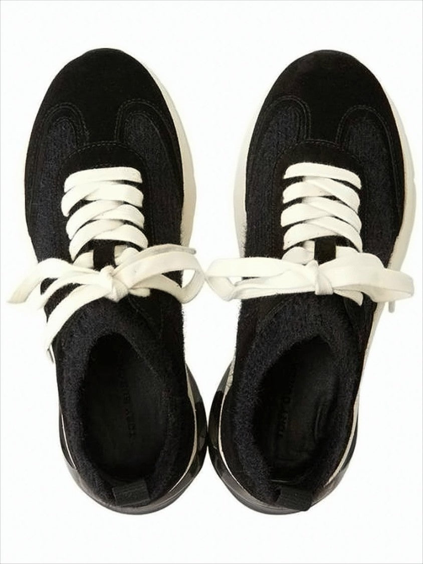 Tory Burch Black Sneakers With Mohair And Suede Upper