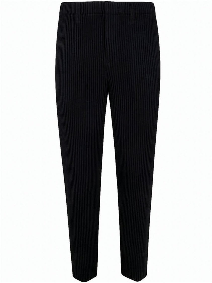 Homme Plissé Issey Miyake Pleated Tapered Fit Casual Pants With Elastic Waistband