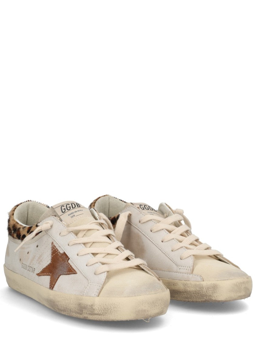 Golden Goose Super Star Distressed White Cow Leather Sneakers