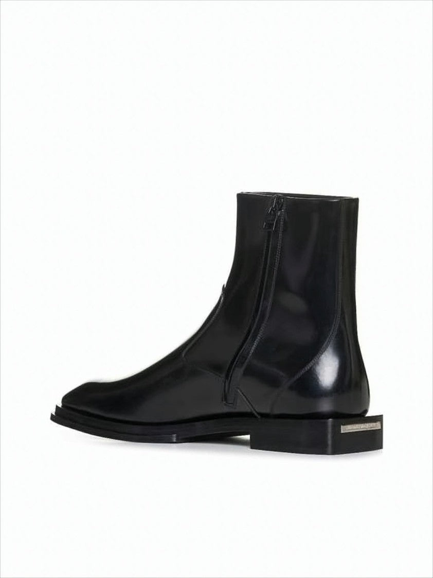 Alexander Mcqueen Smooth Calf Leather Ankle Boots With Polished Finish