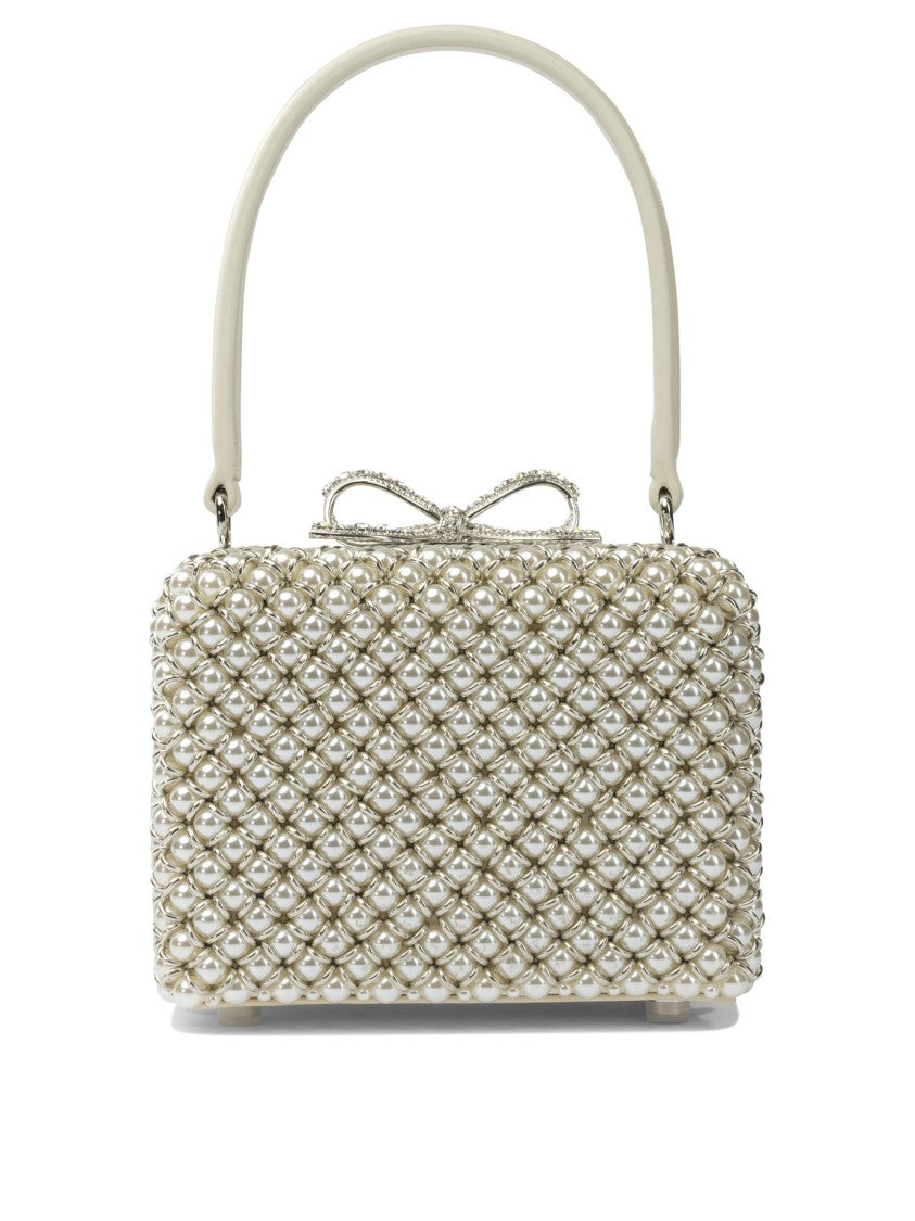 Self-Portrait Pearl Appliqué Handbag With Decorative Bow