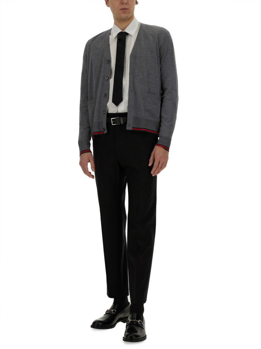 Gucci Web Pattern Cardigan With Classic Button Closure