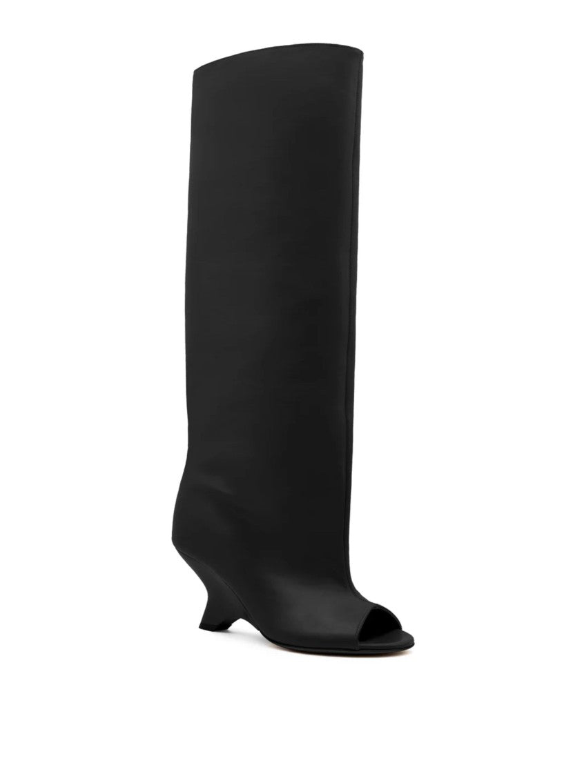 Gia Borghini Sculptural Open-Toe Ninette Boot In Black Matte Leather