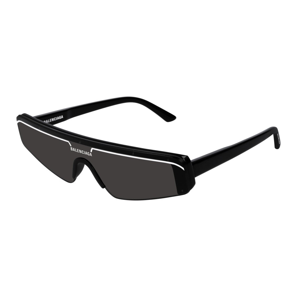 Balenciaga Futuristic Black Sunglasses With Angular Acetate Frame