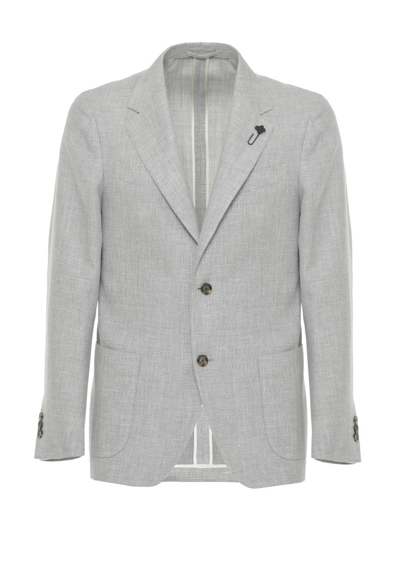 Lardini Grey Wool-Blend Pin Blazer