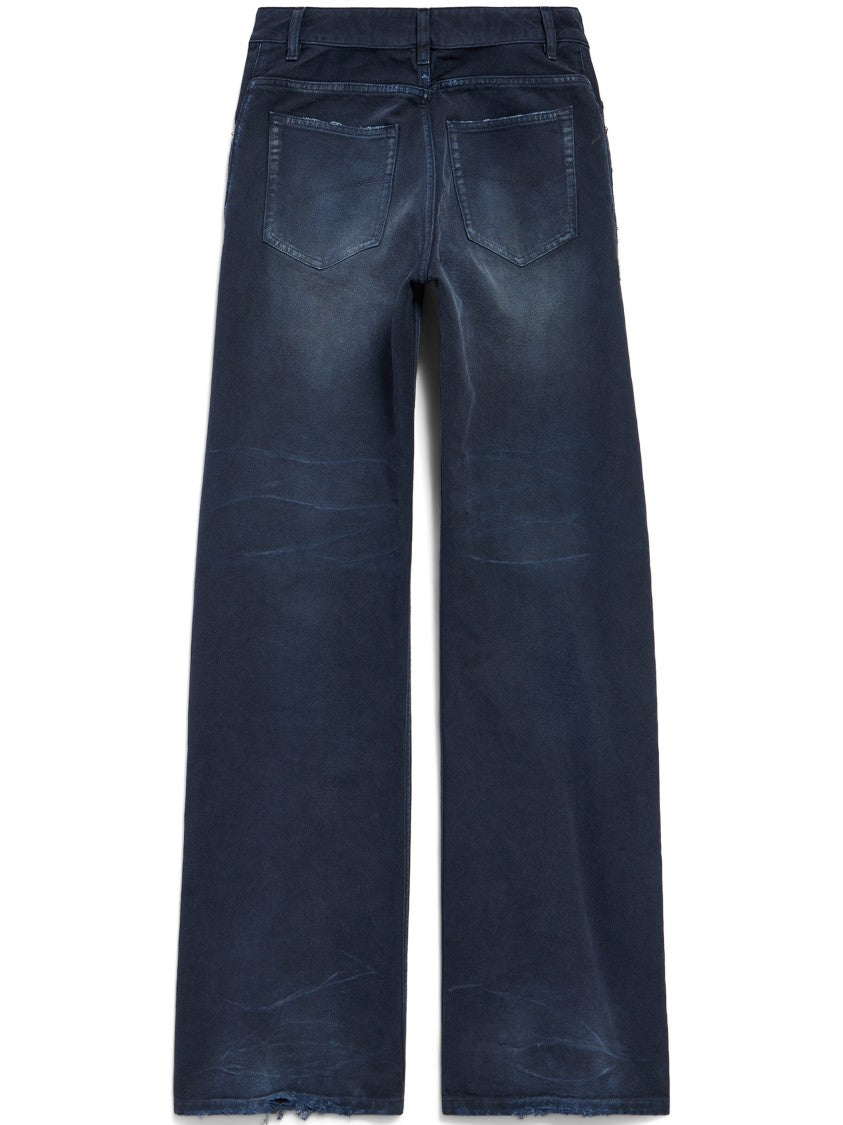 Balenciaga Indigo Indigo Curved Waist Wide-Leg Cotton Jeans