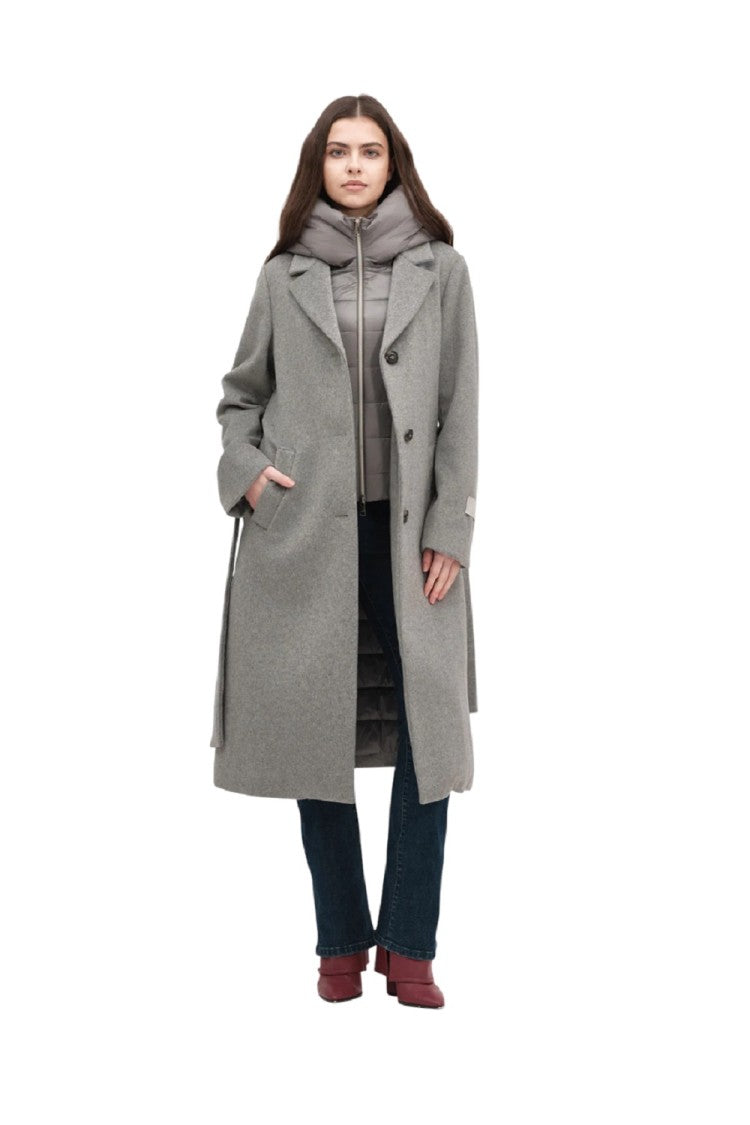 White Wise Grey Padded Bib And Hood Coat