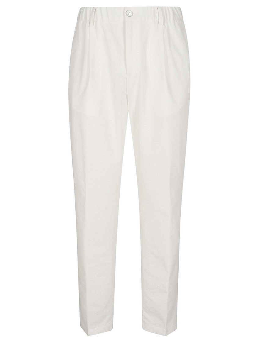 Herno Technical Seersucker Chino Trousers With Relaxed Fit