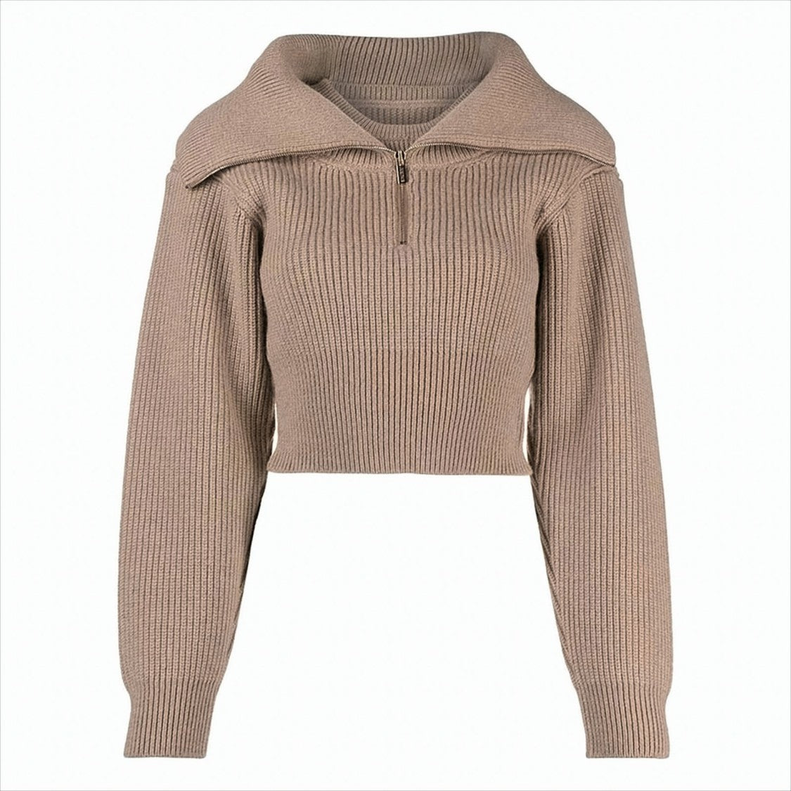 Jacquemus Cropped Merino Wool Sweater With Double Collar