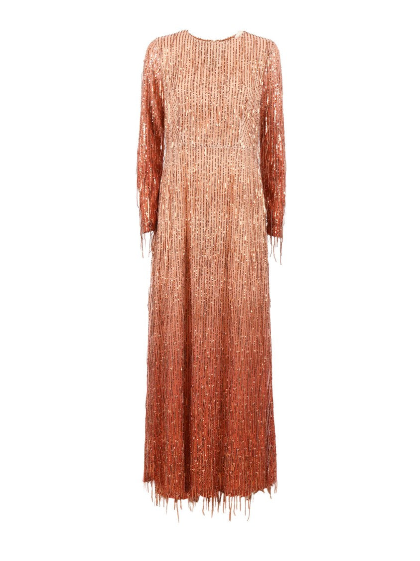 Clips Sequined Fringe Embellished Maxi Dress