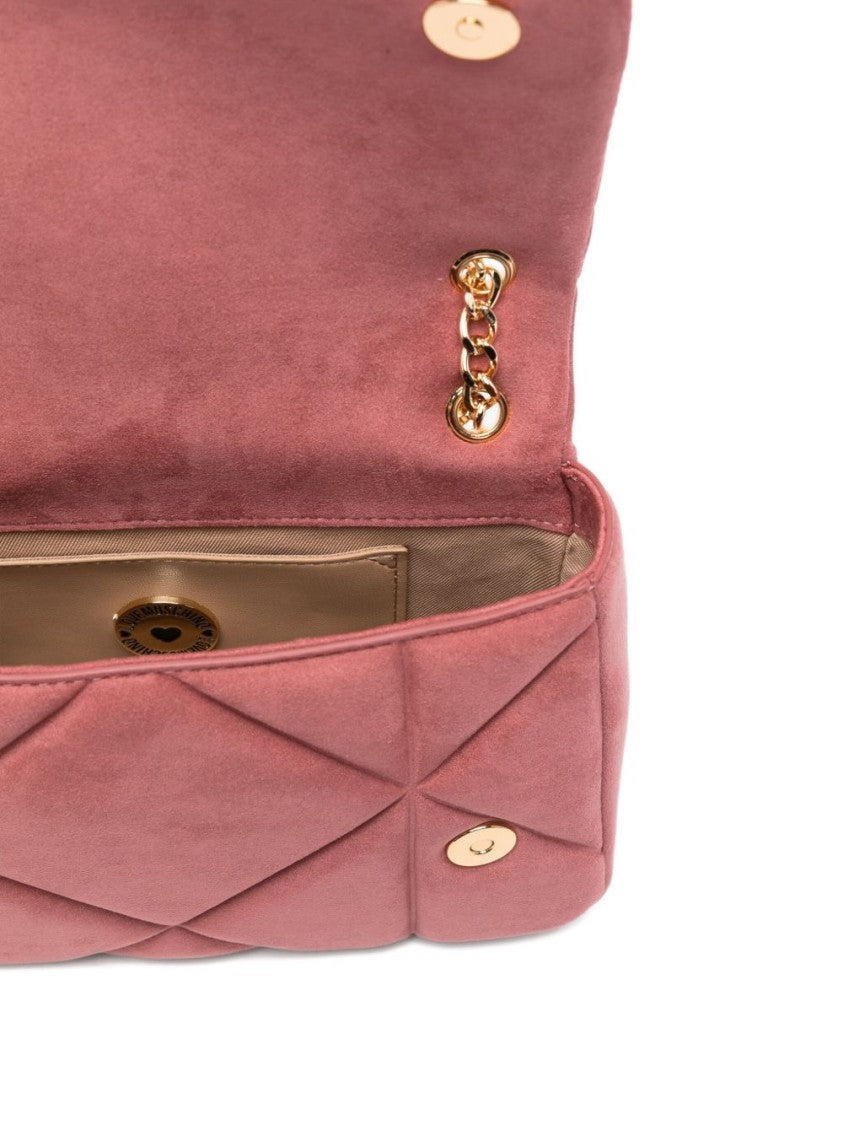Love Moschino Quilted Pink Shoulder Bag With Chain Strap