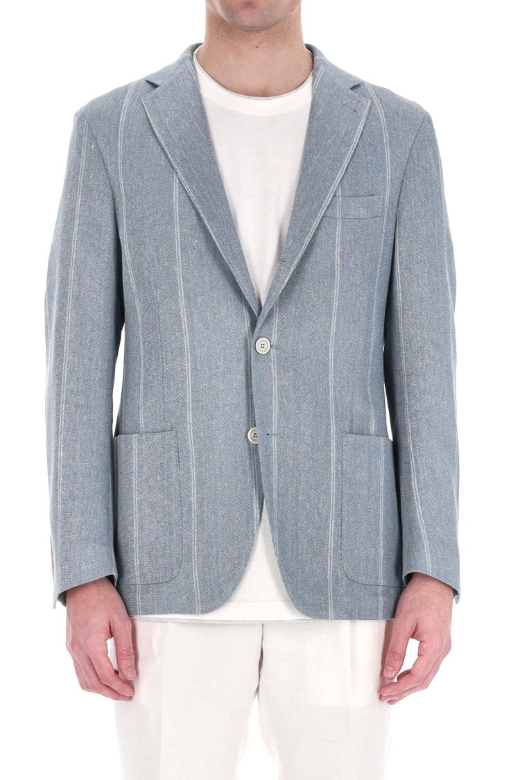 Eleventy Comfort Linen-Cotton Checked Jacket