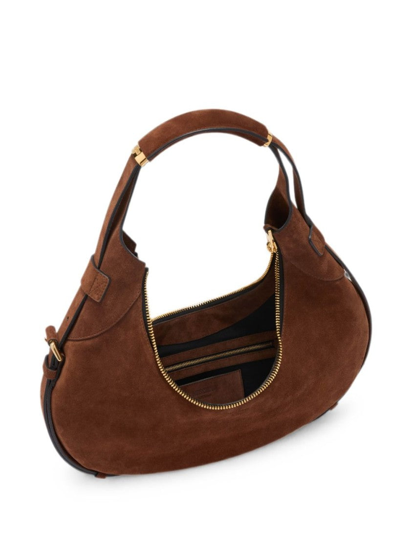 Moschino Brown Suede Leather Accent Handbag