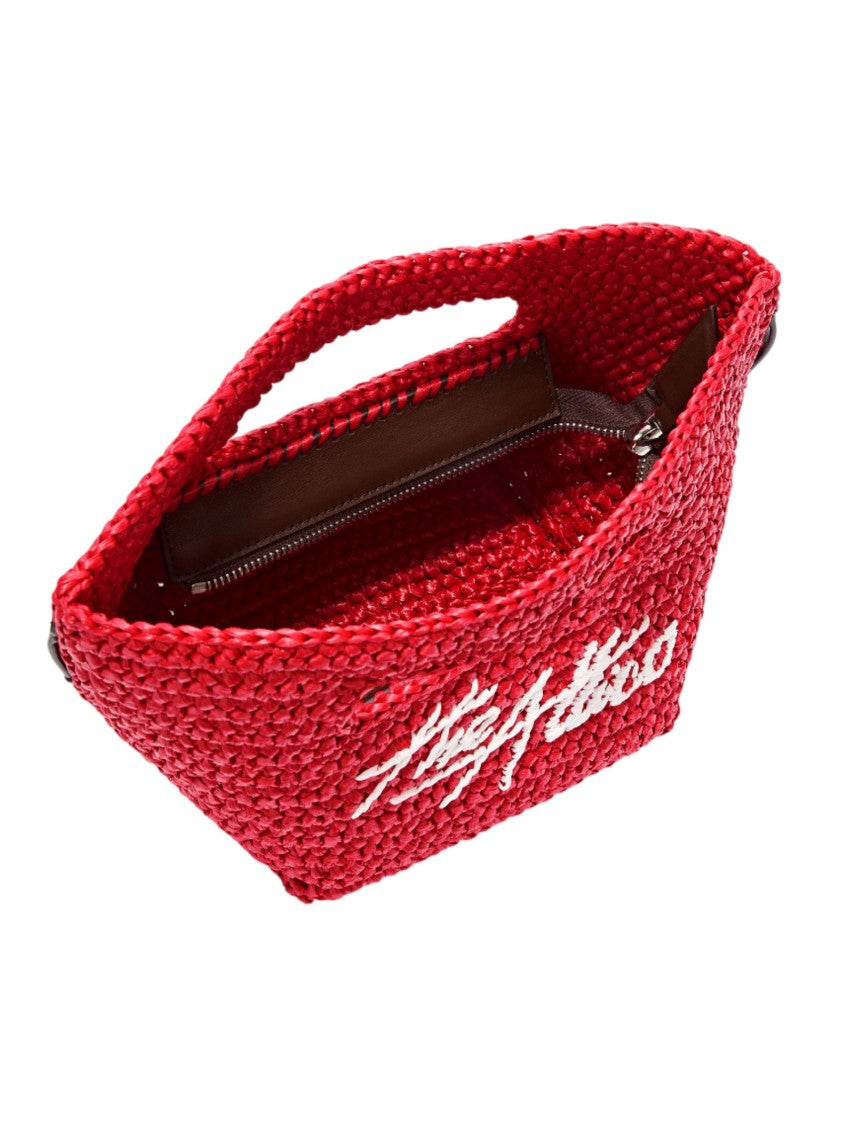 The Attico Woven Red Handbag With Cut-Out Handles
