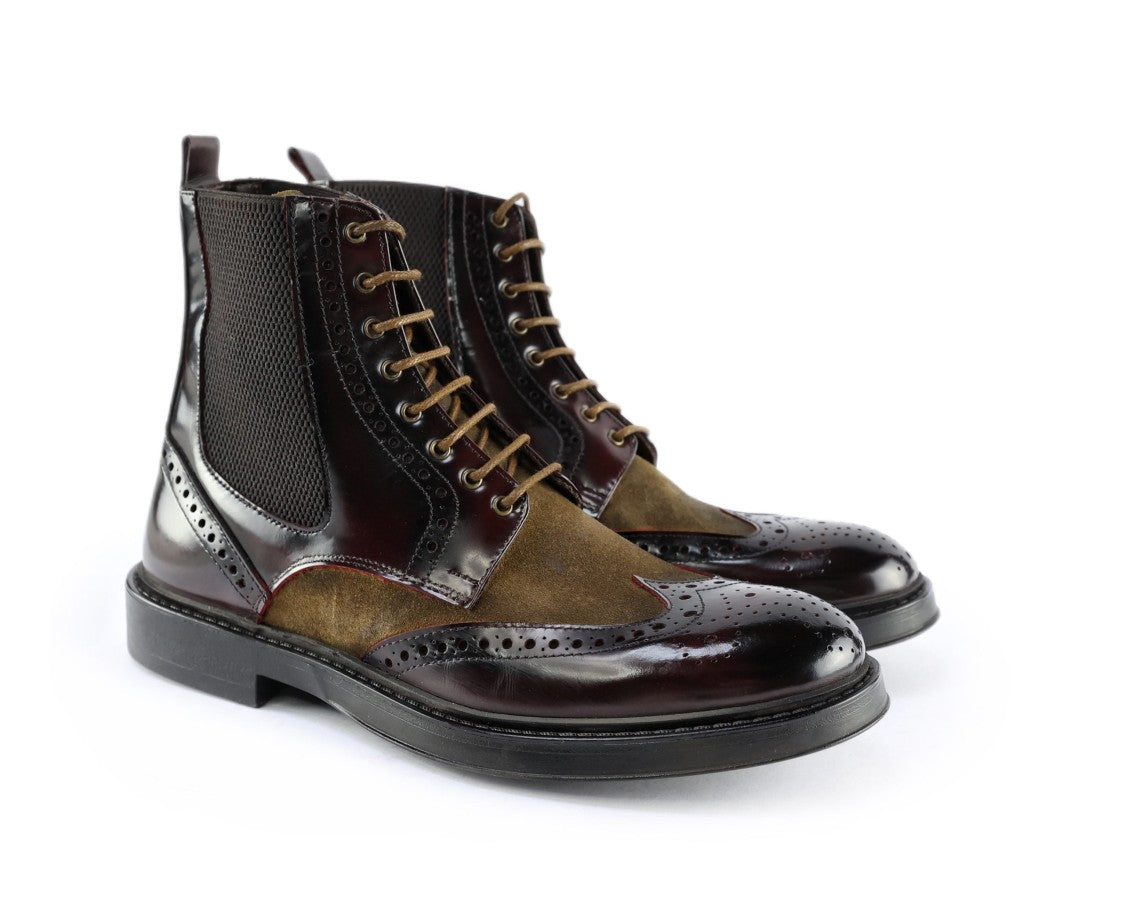Ton Gout Brogue Lace-Up Ankle Boots Textured Detailing