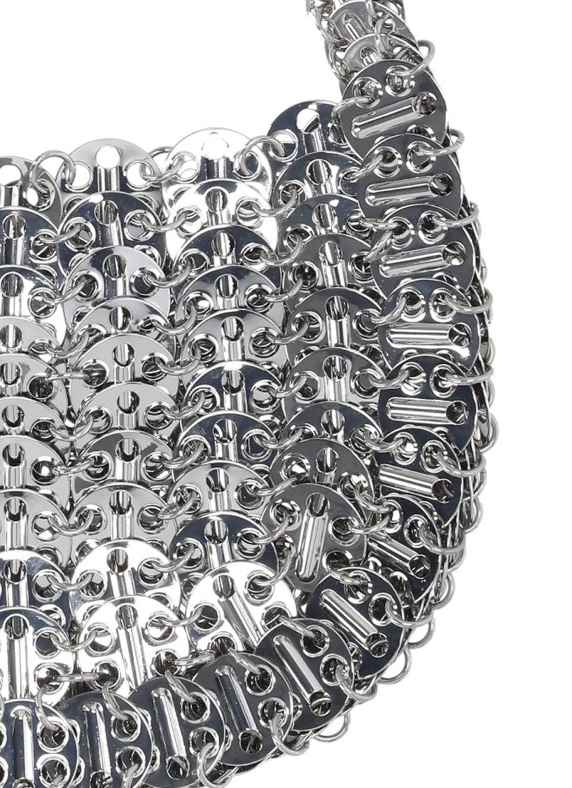 Rabanne Crescent-Shaped Steel Nano Shoulder Bag With Interlinked Design