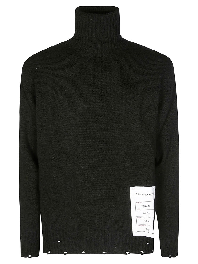 Amaranto Relaxed Fit Black Turtleneck Sweater