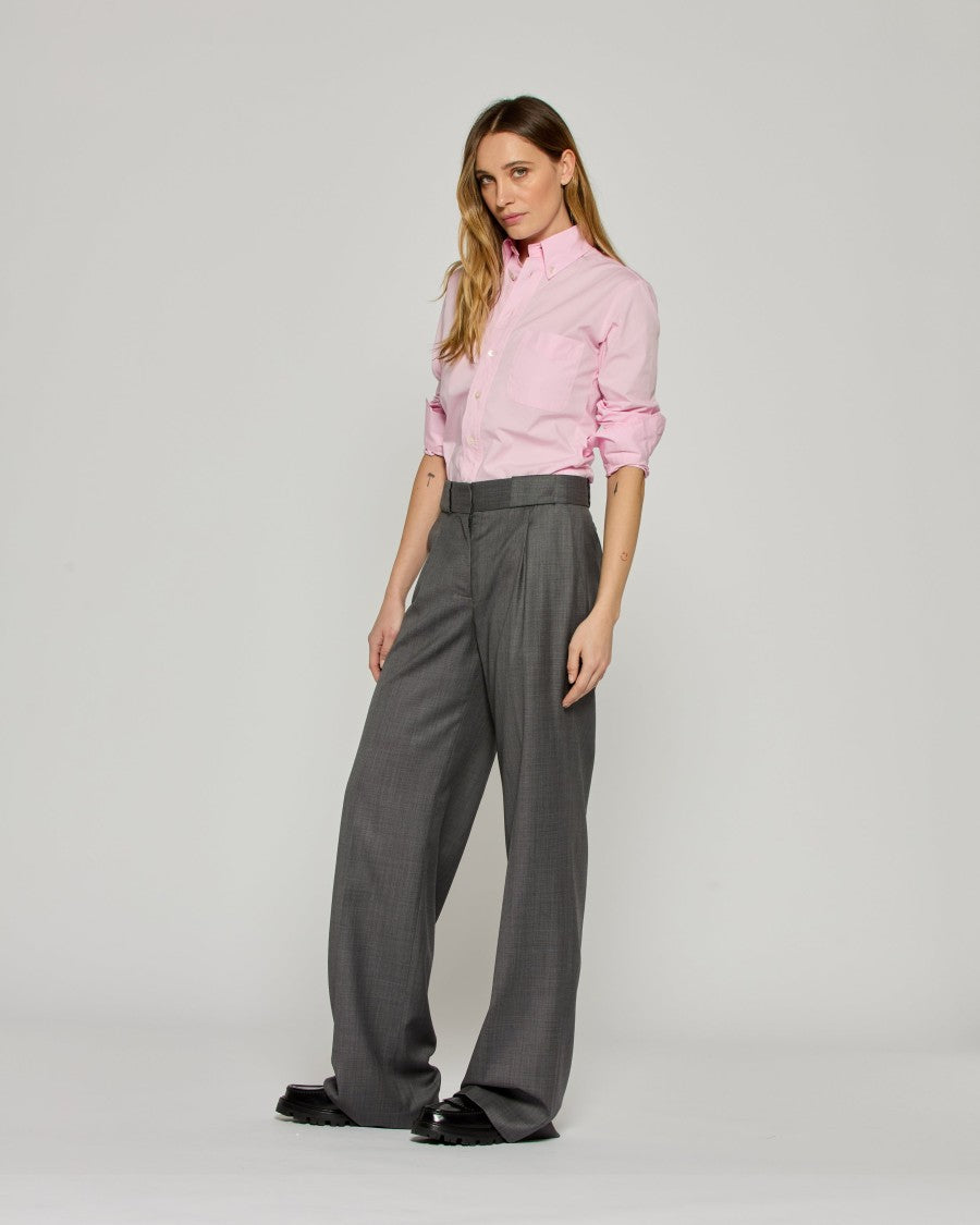 Serena Bute Wool Pleated Trouser - Dark Grey