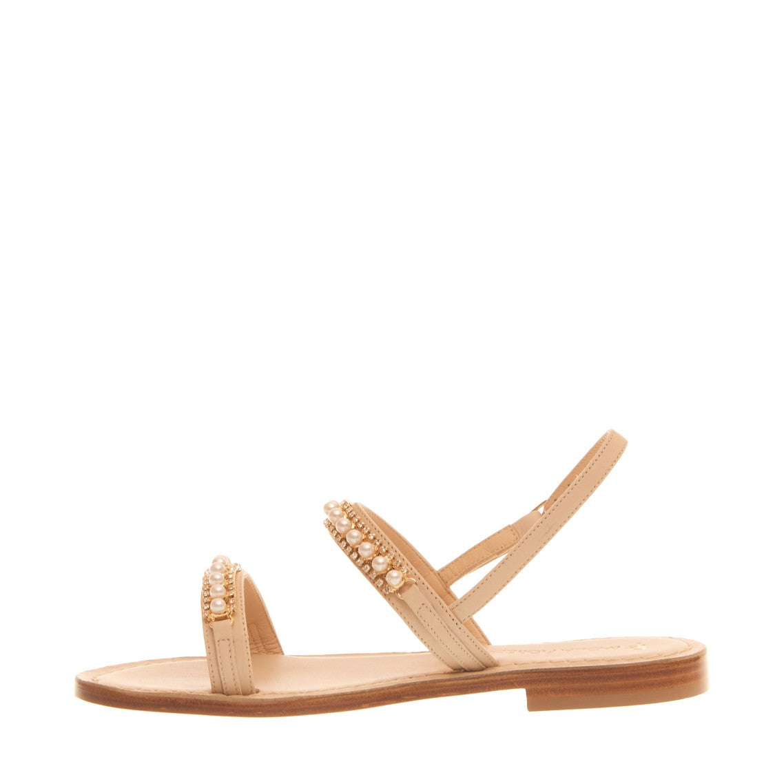 Paola Fiorenza Sandalo In Pelle Con Perle