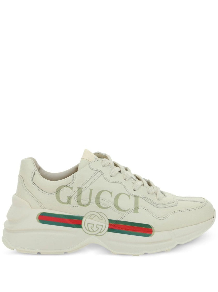 Gucci Ivory Rhyton Leather Logo Low-Top Sneakers