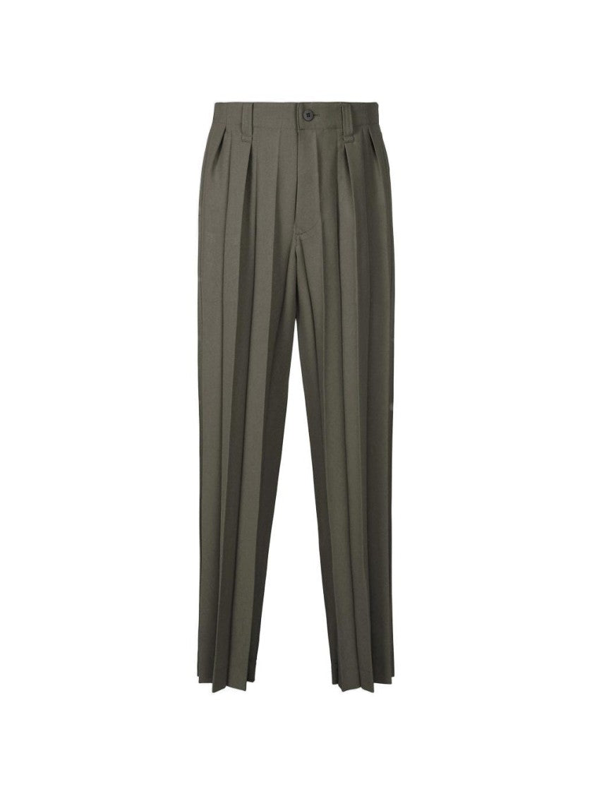 Homme Plissé Issey Miyake Wide Accordion Pleat Straight-Leg Dark Brown Pants