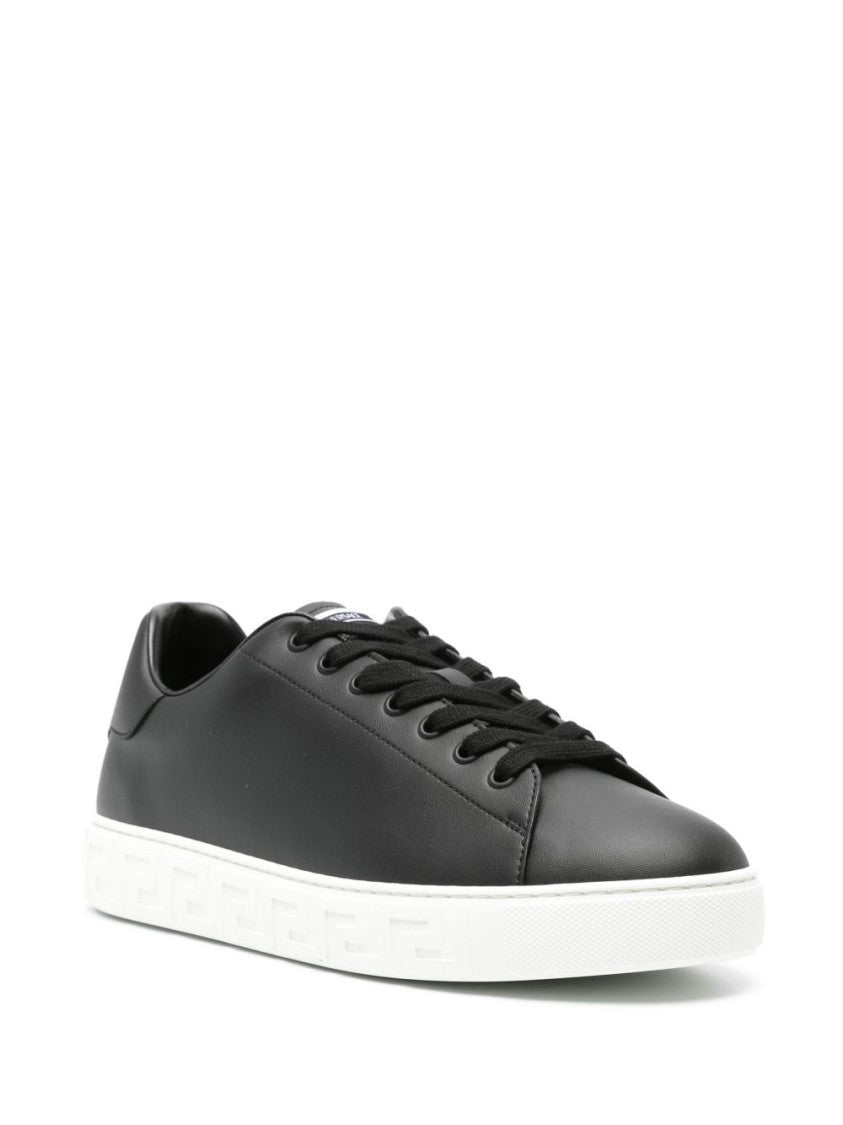 Versace Black Faux Leather Sneakers