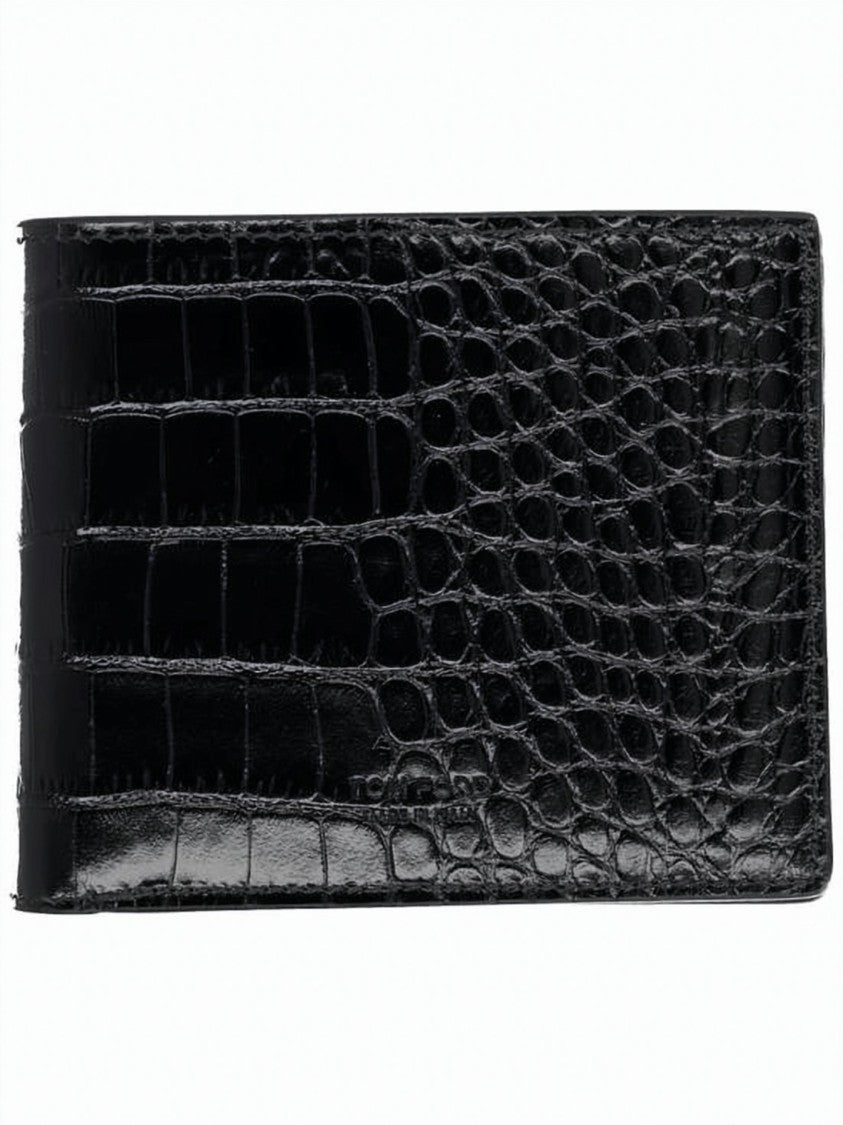 Tom Ford Crocodile-Embossed Calfskin Bifold Wallet By Tom Ford