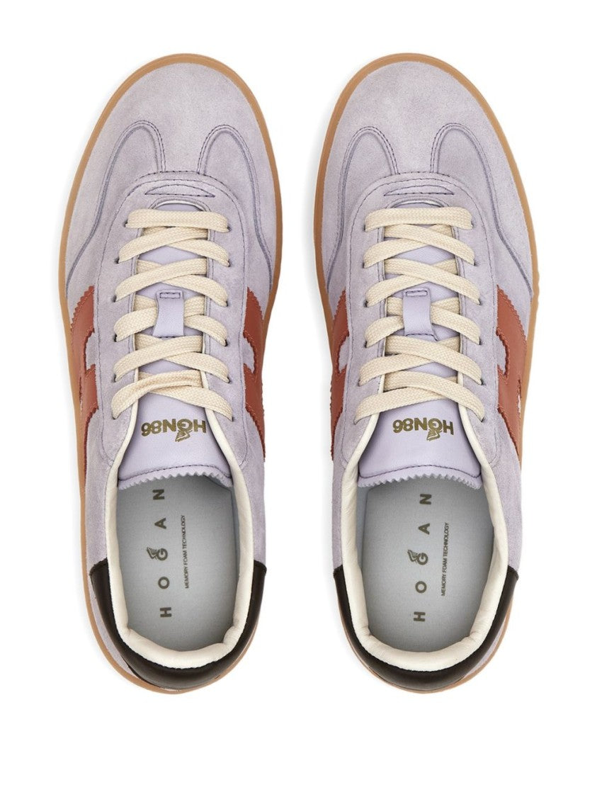 Hogan Premium Leather Purple Sneakers With Bold Accents