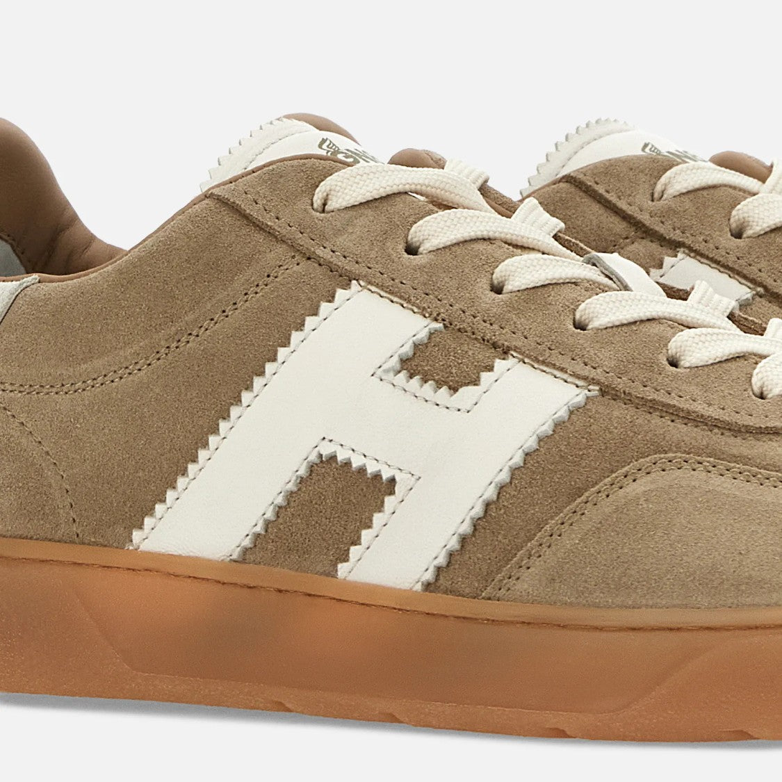 Hogan Beige Suede Low-Top Sneakers With Contrasting Logo